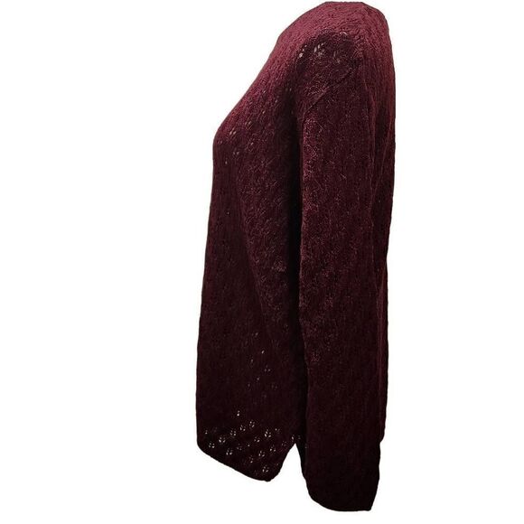 Norton McNaughton Women's Berry Color Open Knit Eyelet Pullover Sweater Medium N - Picture 9 of 10